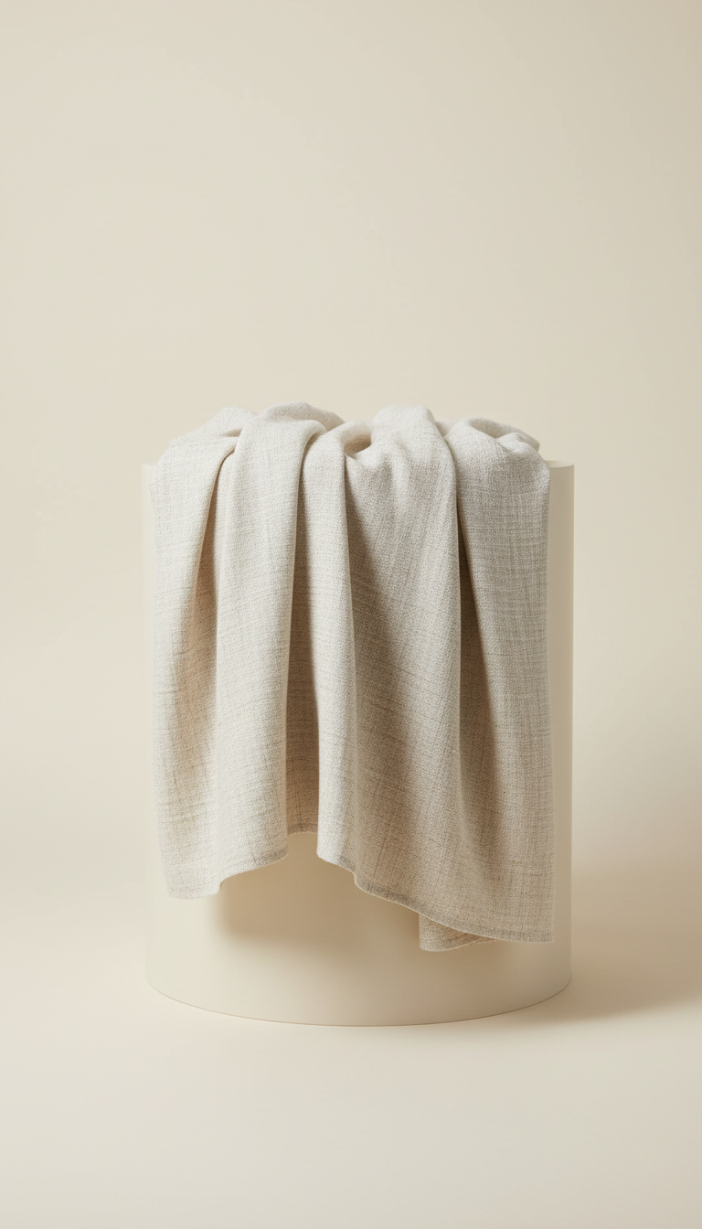 Ivory Textured Linen Throw Blanket